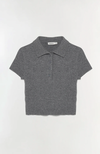 SIMKHAI Sweater Twila Cashmere Polo, Heather Grey Soho-Boutique