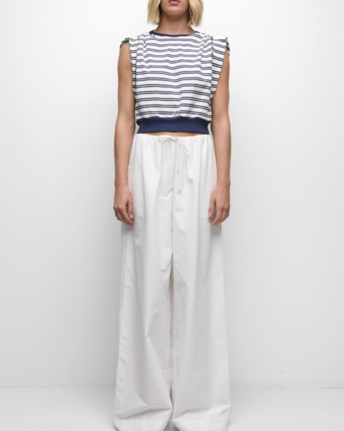 SIMKHAI Top Joie Cotton Jersey Top, Midnight Stripe Soho-Boutique