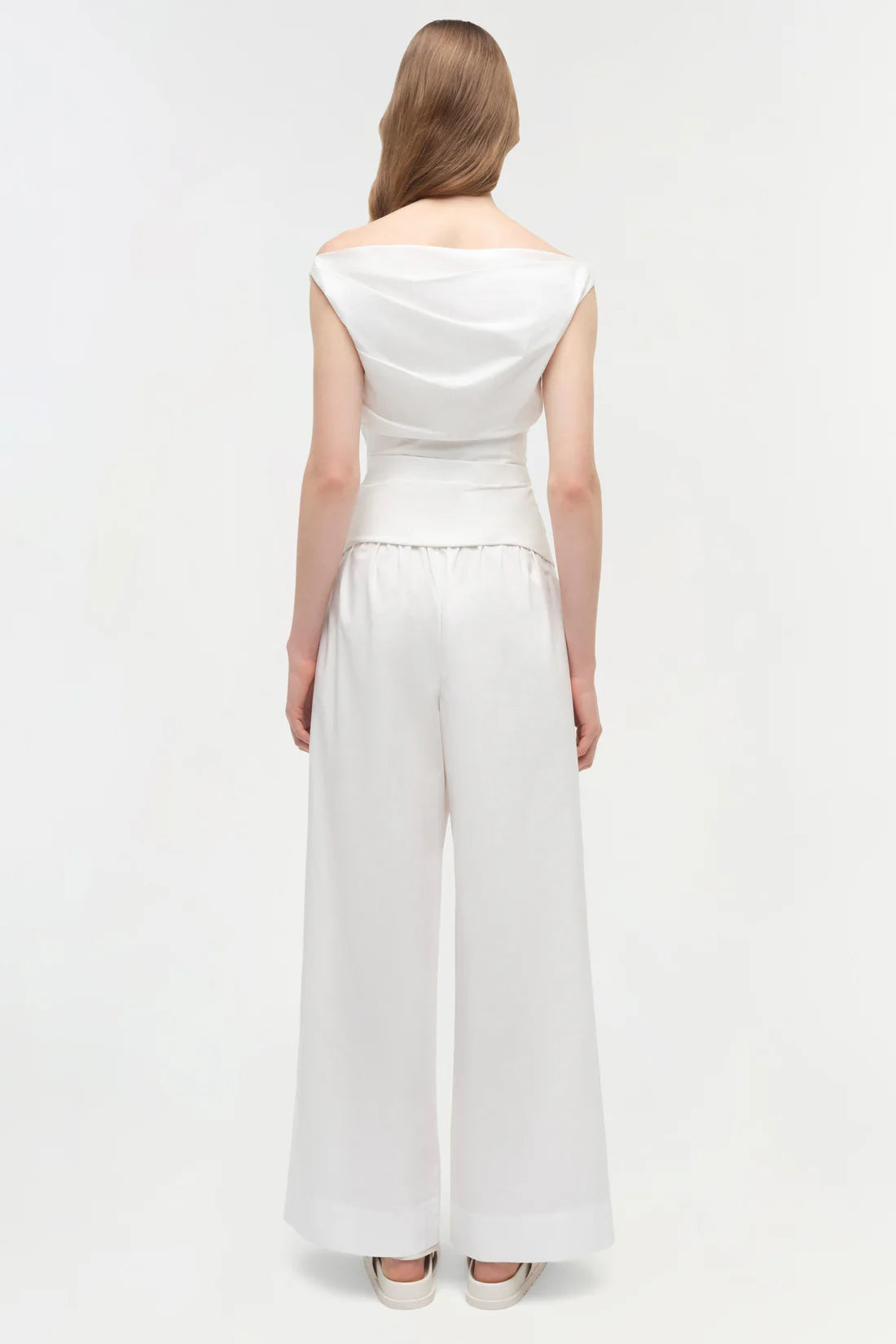 SIMKHAI Top Maisel Draped Cotton Top, White Soho-Boutique