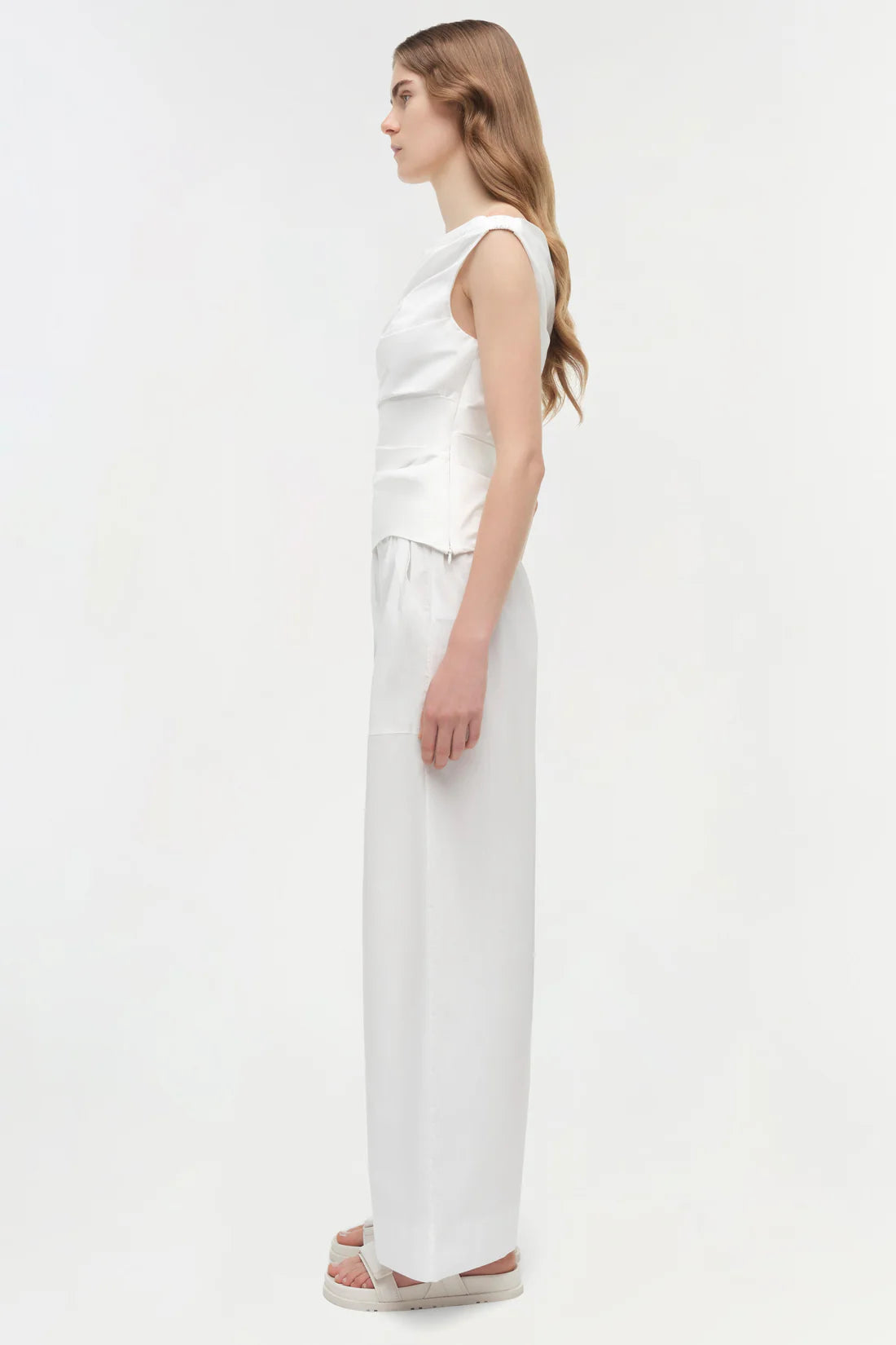 SIMKHAI Top Maisel Draped Cotton Top, White Soho-Boutique