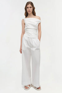 SIMKHAI Top Maisel Draped Cotton Top, White Soho-Boutique