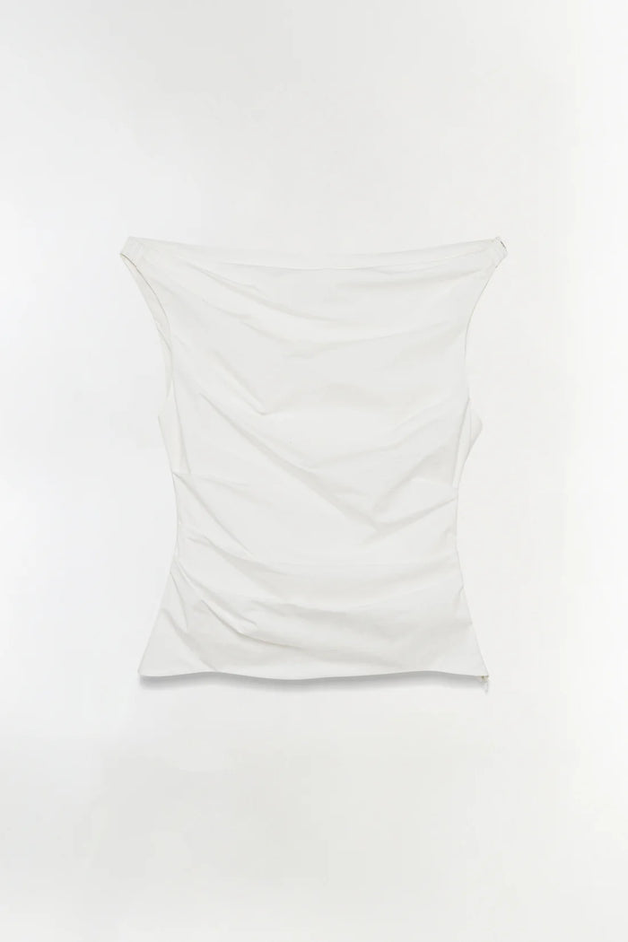 SIMKHAI Top Maisel Draped Cotton Top, White Soho-Boutique