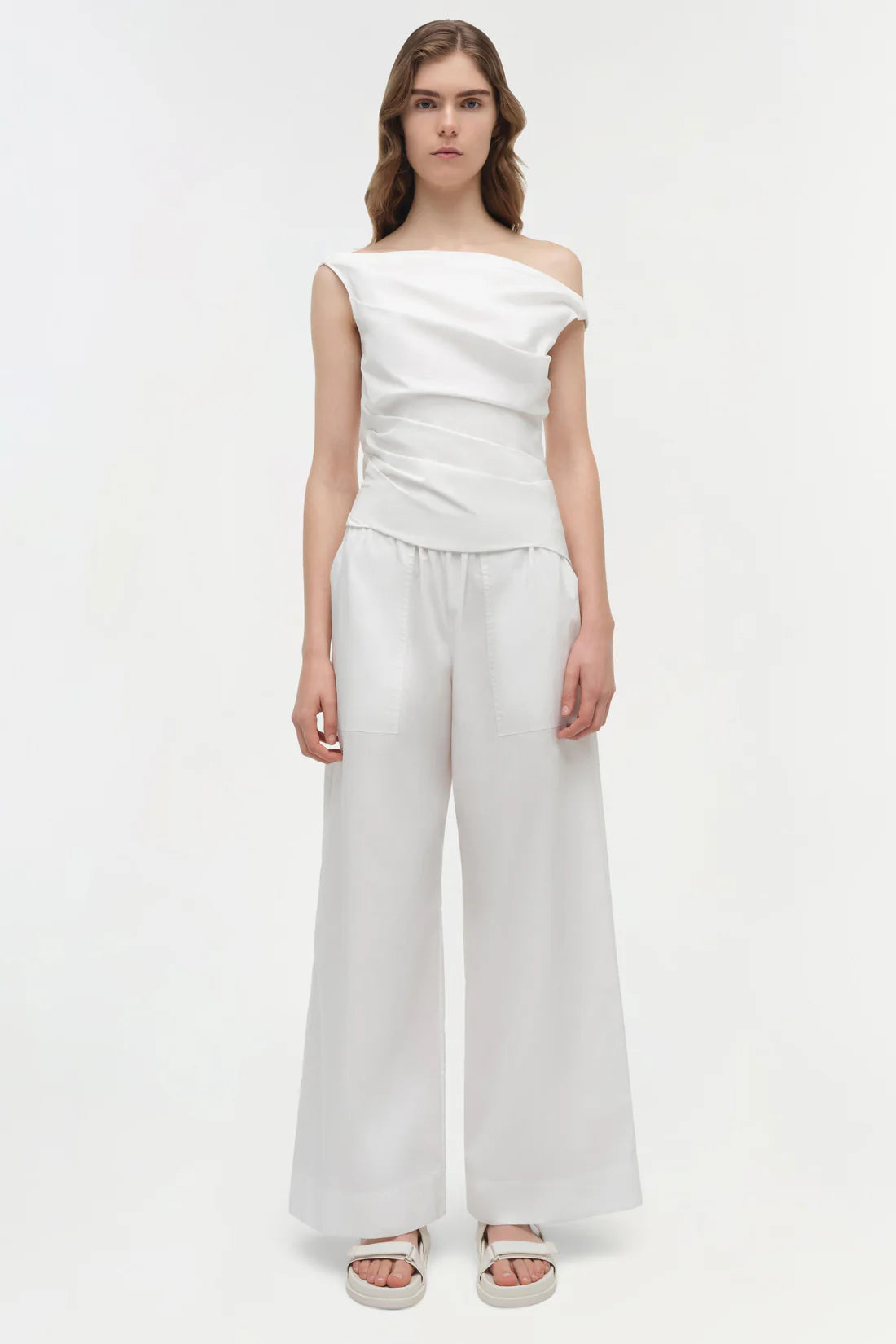 SIMKHAI Top Maisel Draped Cotton Top, White Soho-Boutique