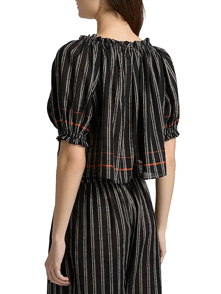 Soho Boutique Swim Paros Striped Coverup Top, Noir Stripe Soho-Boutique