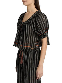 Soho Boutique Swim Paros Striped Coverup Top, Noir Stripe Soho-Boutique