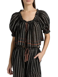 Soho Boutique Swim Paros Striped Coverup Top, Noir Stripe Soho-Boutique