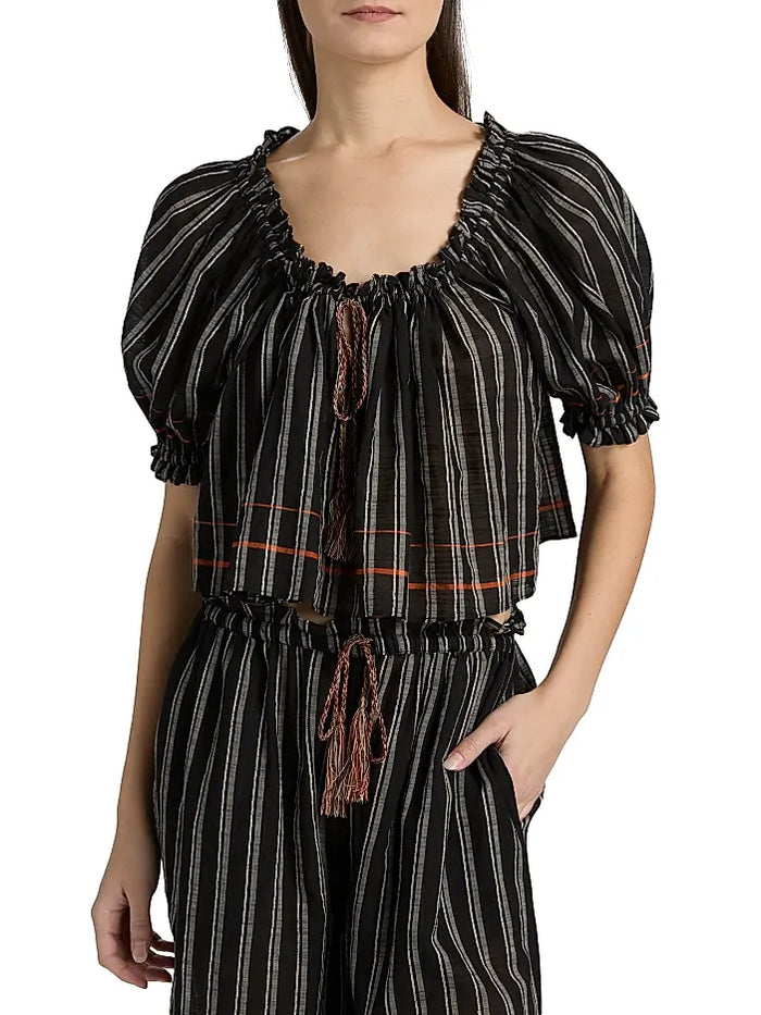 Soho Boutique Swim Paros Striped Coverup Top, Noir Stripe Soho-Boutique