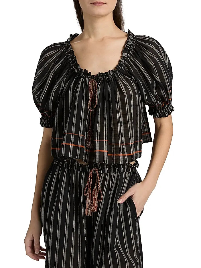 Soho Boutique Swim Paros Striped Coverup Top, Noir Stripe Soho-Boutique
