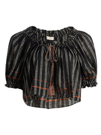 Soho Boutique Swim Paros Striped Coverup Top, Noir Stripe Soho-Boutique