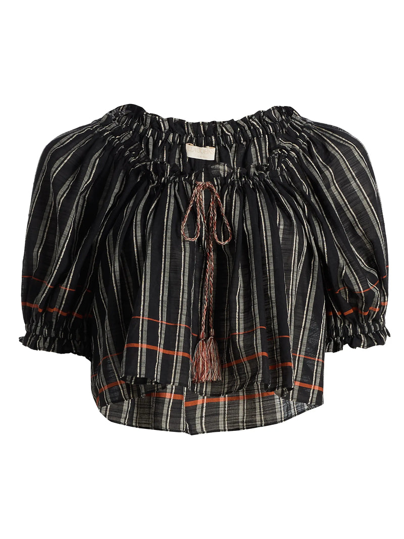 Soho Boutique Swim Paros Striped Coverup Top, Noir Stripe Soho-Boutique