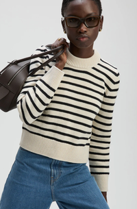 soldout.nyc Sweater The Favorite Crew, Black Cream Stripe Soho-Boutique