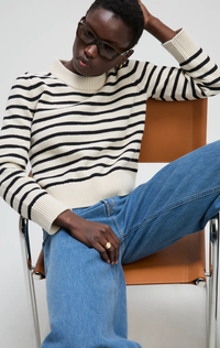 soldout.nyc Sweater The Favorite Crew, Black Cream Stripe Soho-Boutique