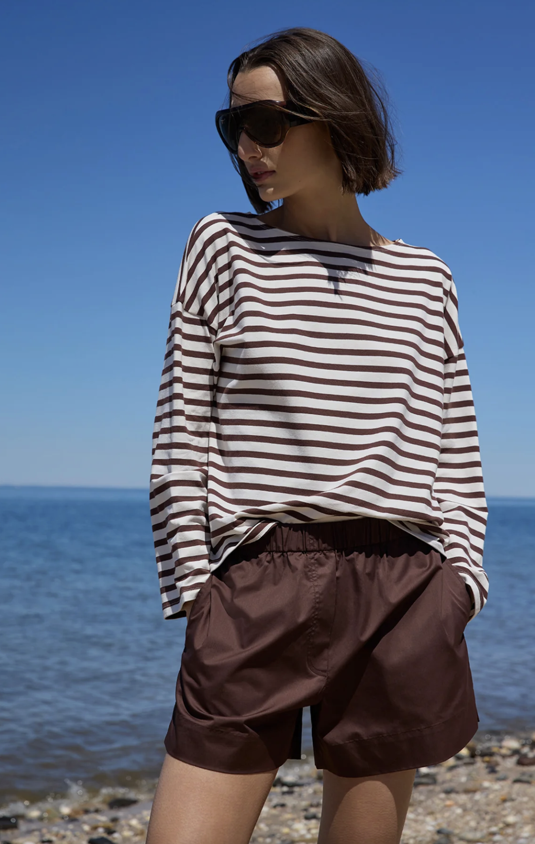 soldout.nyc T-Shirt The Breton Tee, Chocolate and Cream Stripe Soho-Boutique