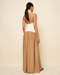 Solid & Striped Dress Halter Soglio Dress, Ecru/Camel Soho-Boutique