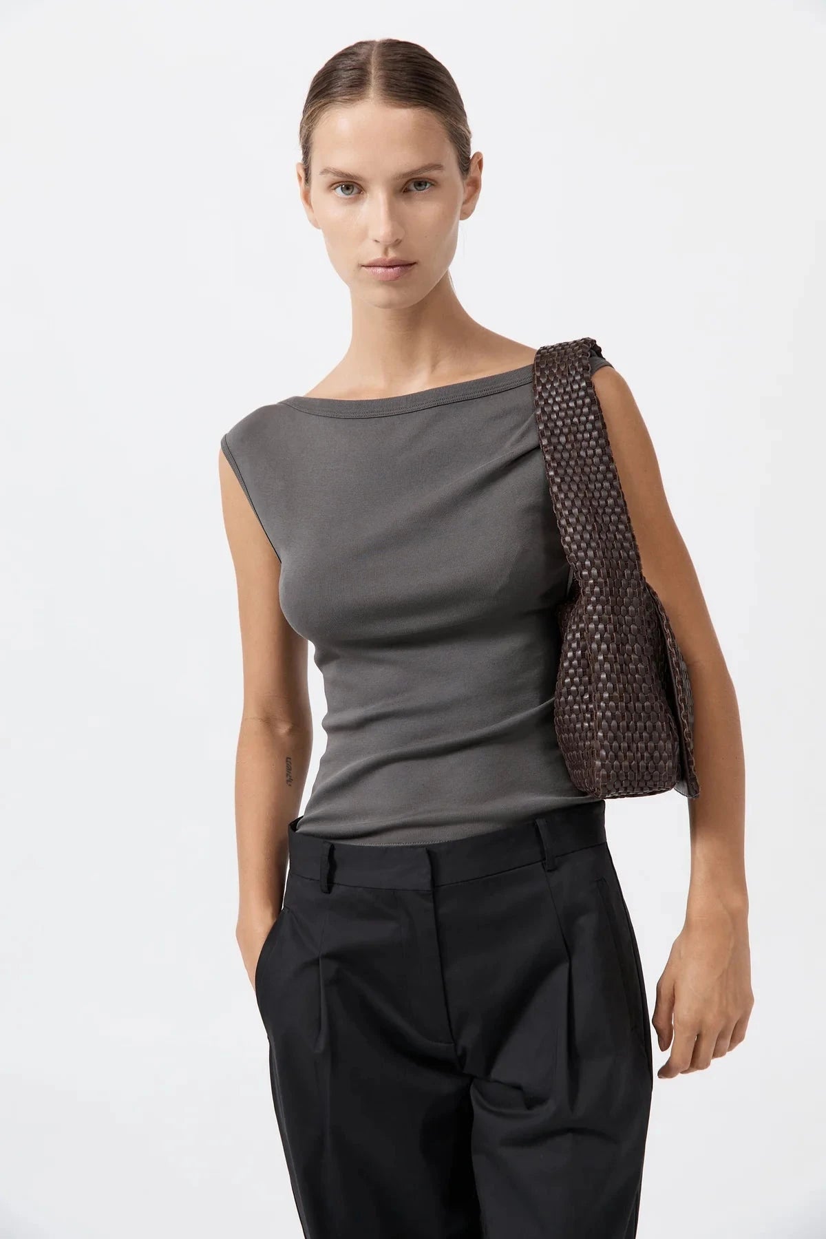 St. Agni Bag Lattice Everyday Satchel, Coffee Soho-Boutique