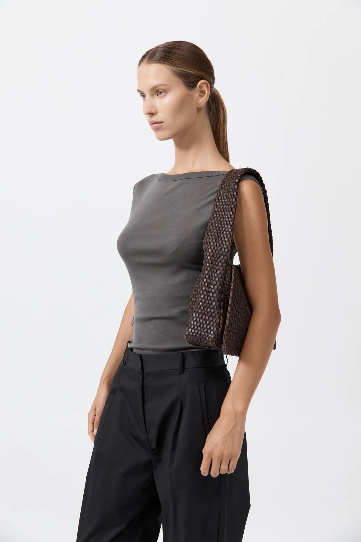 St. Agni Bag Lattice Everyday Satchel, Coffee Soho-Boutique