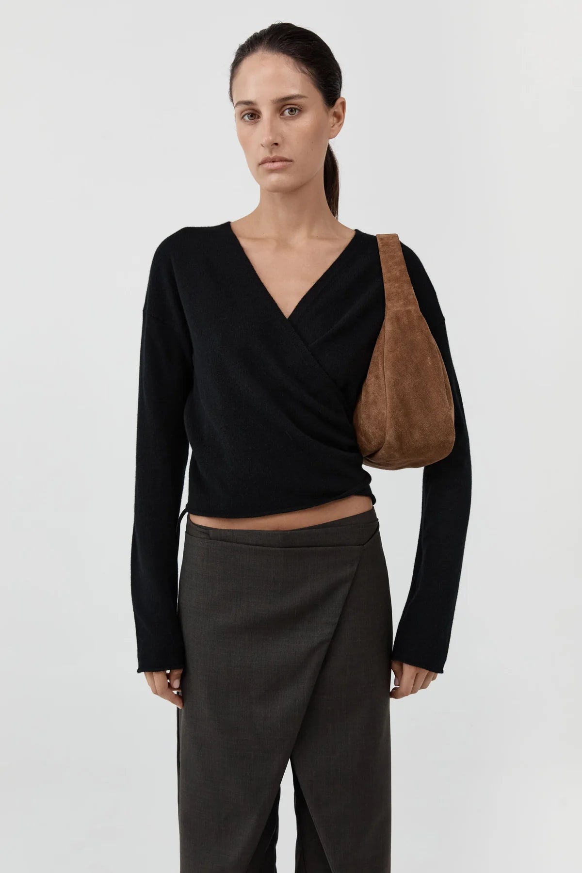 St. Agni Bag Suede Large Bon Bon Bag, Toffee Soho-Boutique