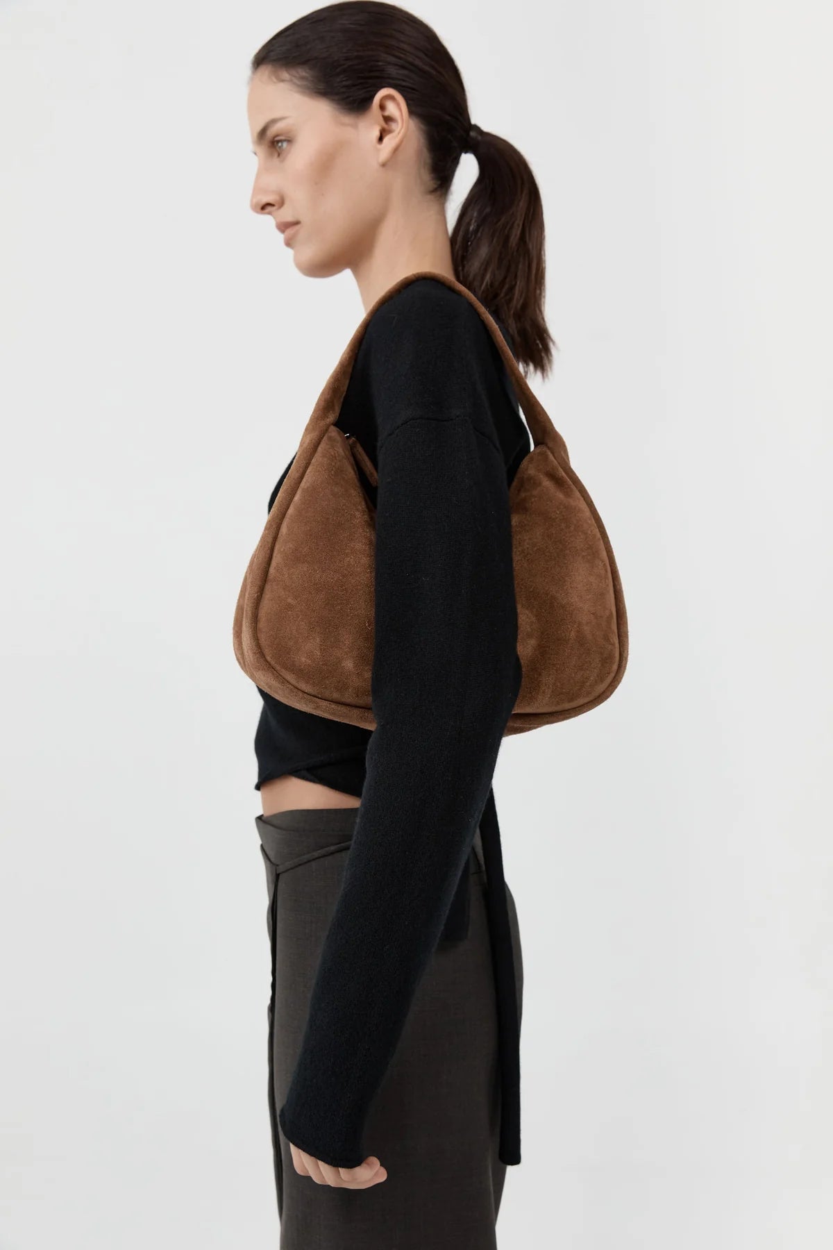St. Agni Bag Suede Large Bon Bon Bag, Toffee Soho-Boutique
