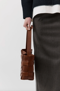 St. Agni Bag Woven Mini Tote, Chestnut Soho-Boutique