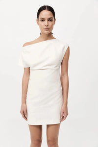 St. Agni Dress Asymmetric Mini Dress, Ivory Soho-Boutique