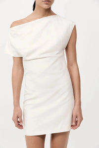 St. Agni Dress Asymmetric Mini Dress, Ivory Soho-Boutique