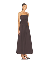 St. Agni Dress Gathered Strapless Dress, Chocolate Plum Soho-Boutique