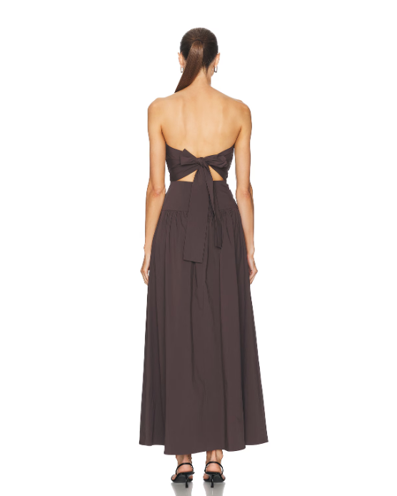 St. Agni Dress Gathered Strapless Dress, Chocolate Plum Soho-Boutique