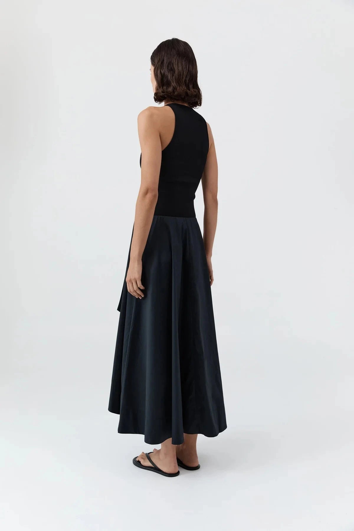 St. Agni Dress Knit Bodice Asymm Dress, Black Soho-Boutique