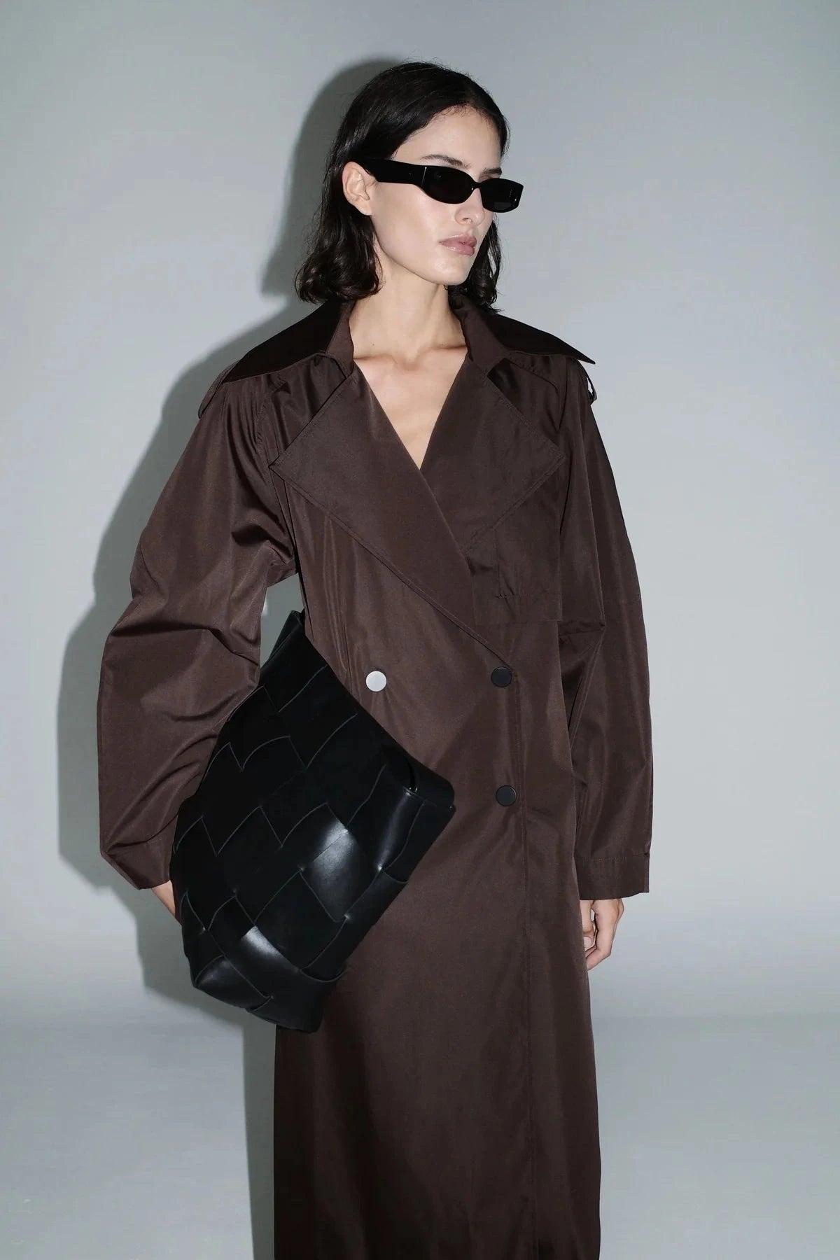 St. Agni Jacket Paper Taffeta Relaxed Trench, Mocha Soho-Boutique