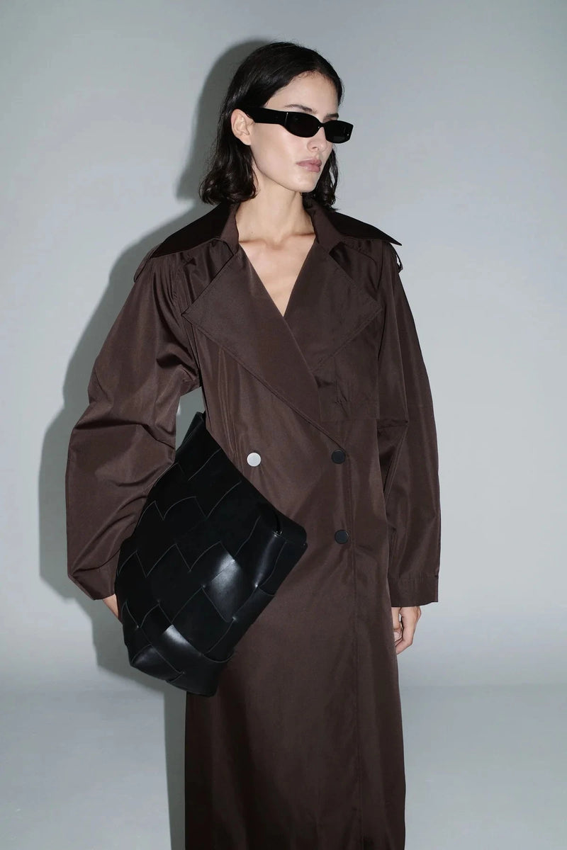 St. Agni Jacket Paper Taffeta Relaxed Trench, Mocha Soho-Boutique