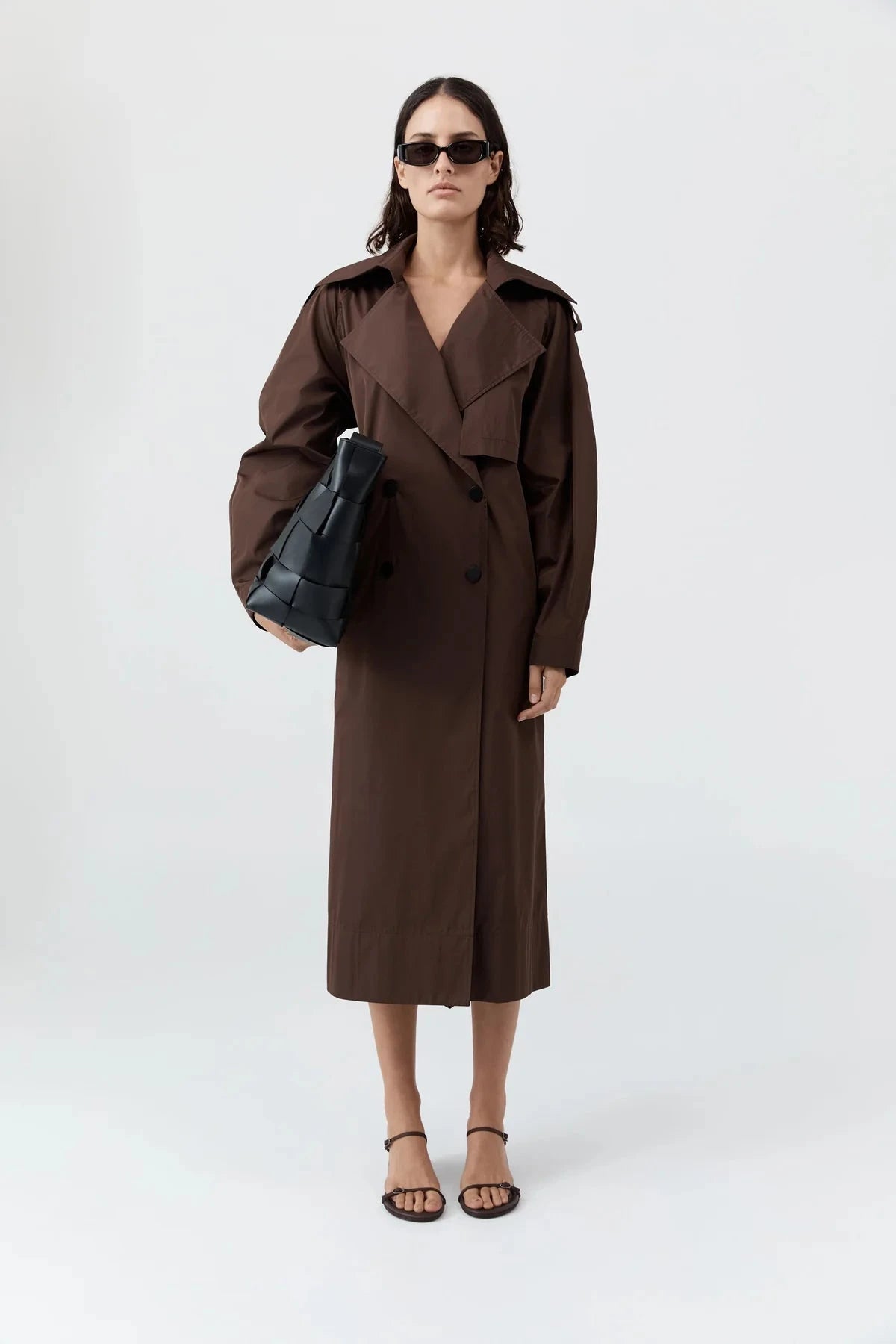 St. Agni Jacket Paper Taffeta Relaxed Trench, Mocha Soho-Boutique