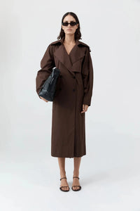 St. Agni Jacket Paper Taffeta Relaxed Trench, Mocha Soho-Boutique