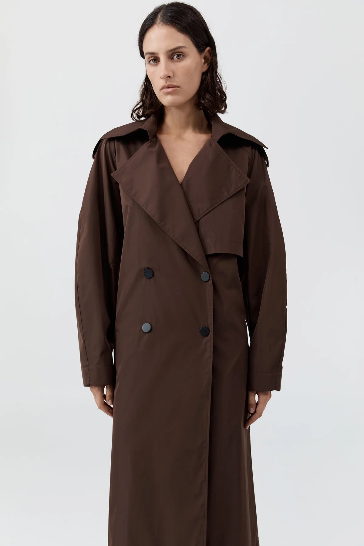 St. Agni Jacket Paper Taffeta Relaxed Trench, Mocha Soho-Boutique