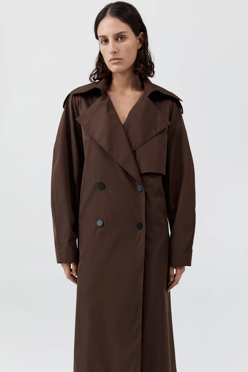 St. Agni Jacket Paper Taffeta Relaxed Trench, Mocha Soho-Boutique