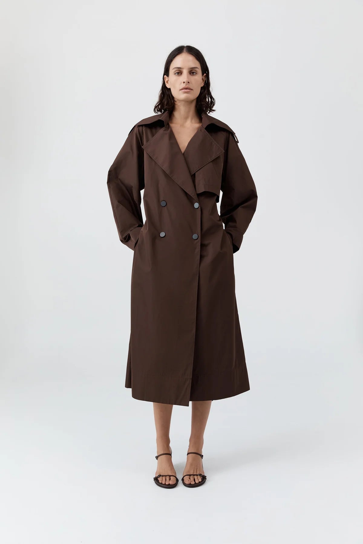 St. Agni Jacket Paper Taffeta Relaxed Trench, Mocha Soho-Boutique