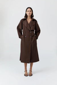 St. Agni Jacket Paper Taffeta Relaxed Trench, Mocha Soho-Boutique