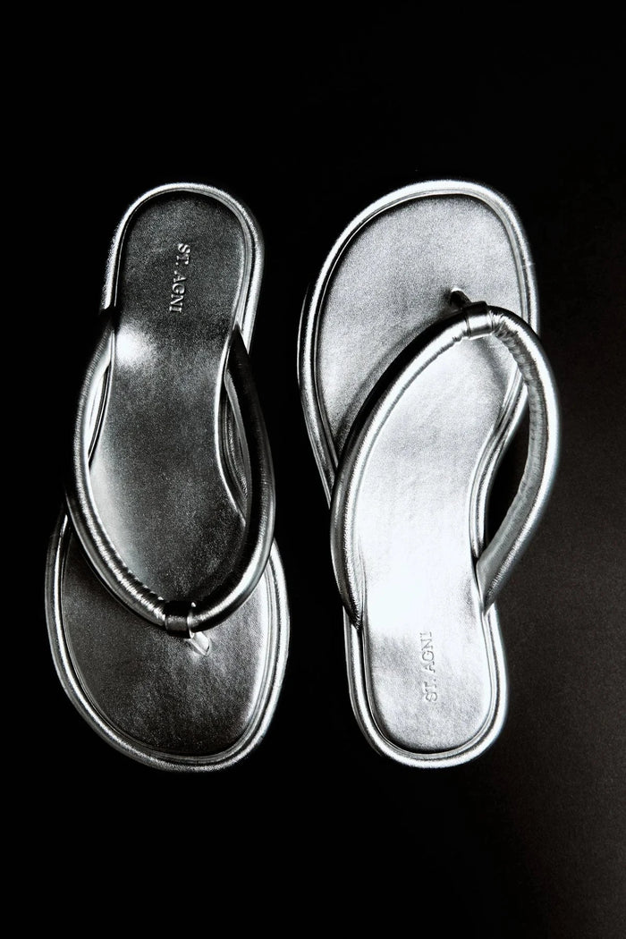 St. Agni Sandal Sumi Slide, Silver Soho-Boutique