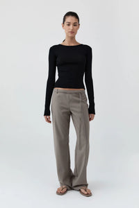 St. Agni Shirt Baby Wool Long Sleeve Top, Black Soho-Boutique