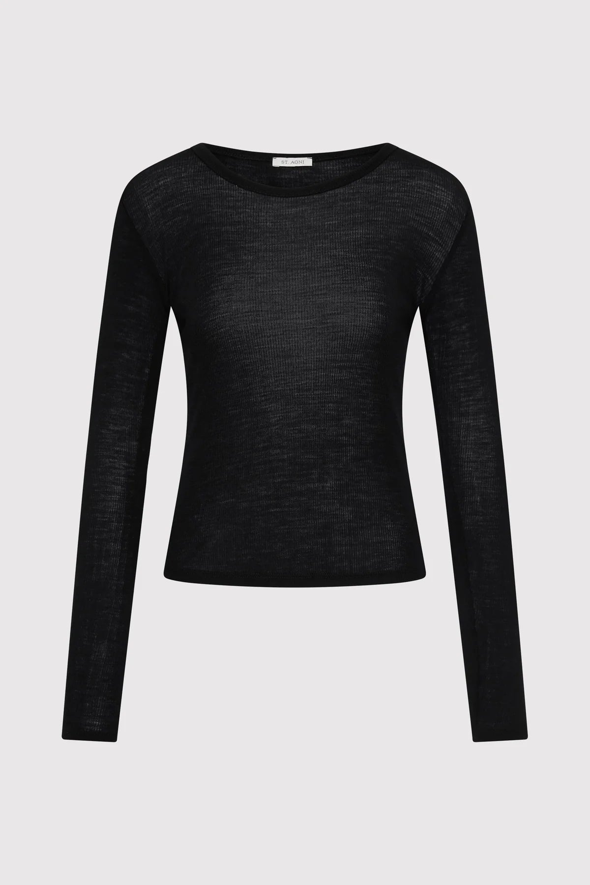 St. Agni Shirt Baby Wool Long Sleeve Top, Black Soho-Boutique