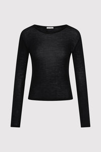 St. Agni Shirt Baby Wool Long Sleeve Top, Black Soho-Boutique