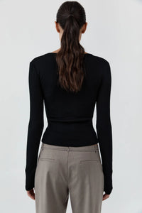 St. Agni Shirt Baby Wool Long Sleeve Top, Black Soho-Boutique