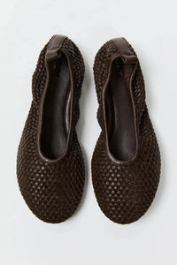 St. Agni Shoe Lattice Weave Ballet Flat, Coffee Soho-Boutique