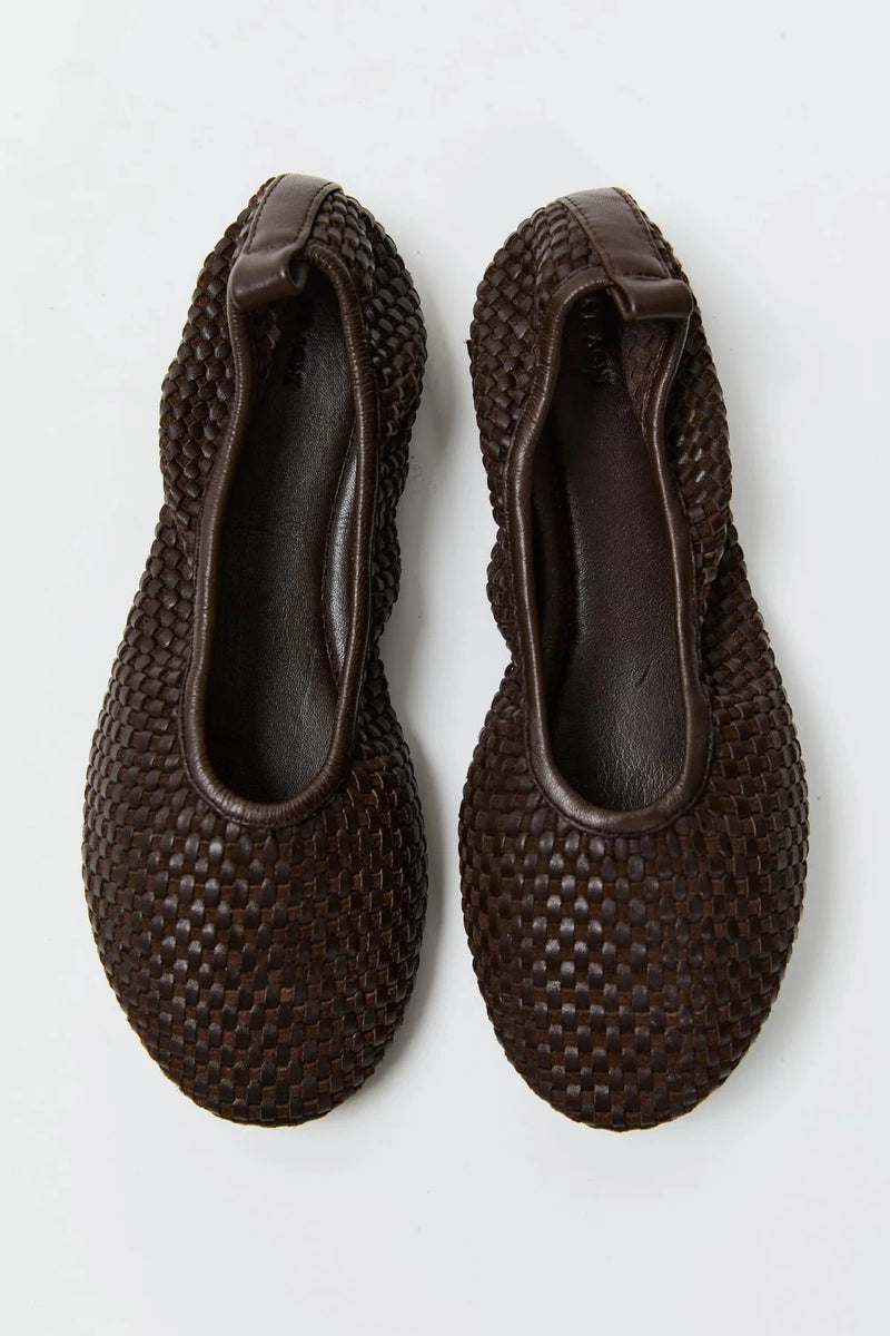 St. Agni Shoe Lattice Weave Ballet Flat, Coffee Soho-Boutique