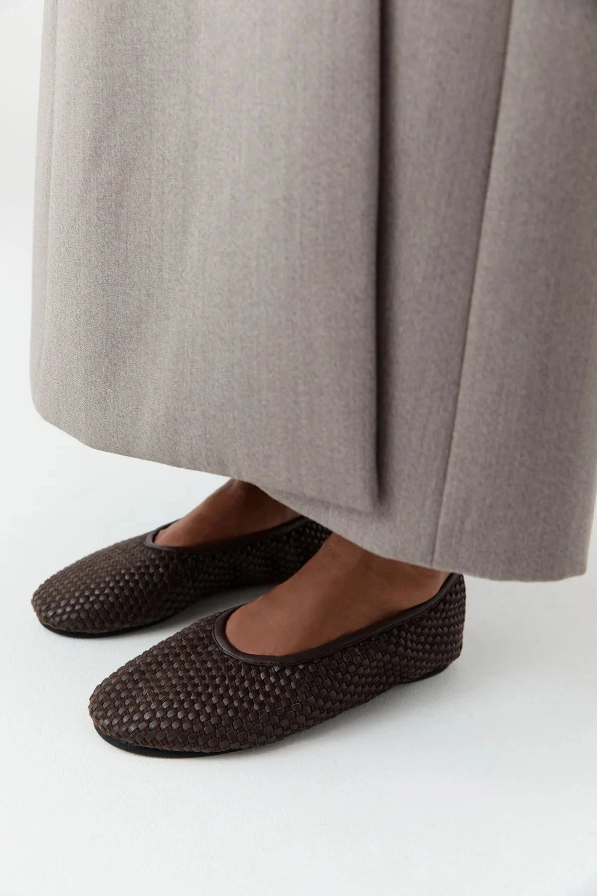 St. Agni Shoe Lattice Weave Ballet Flat, Coffee Soho-Boutique