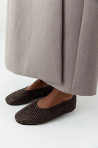 St. Agni Shoe Lattice Weave Ballet Flat, Coffee Soho-Boutique