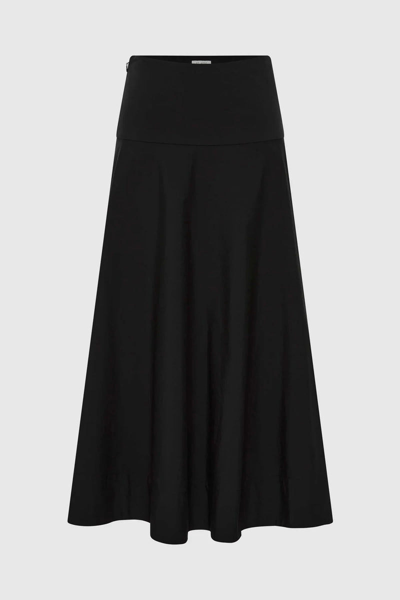 St. Agni Skirt Cotton Circle Hem Skirt, Black Soho-Boutique