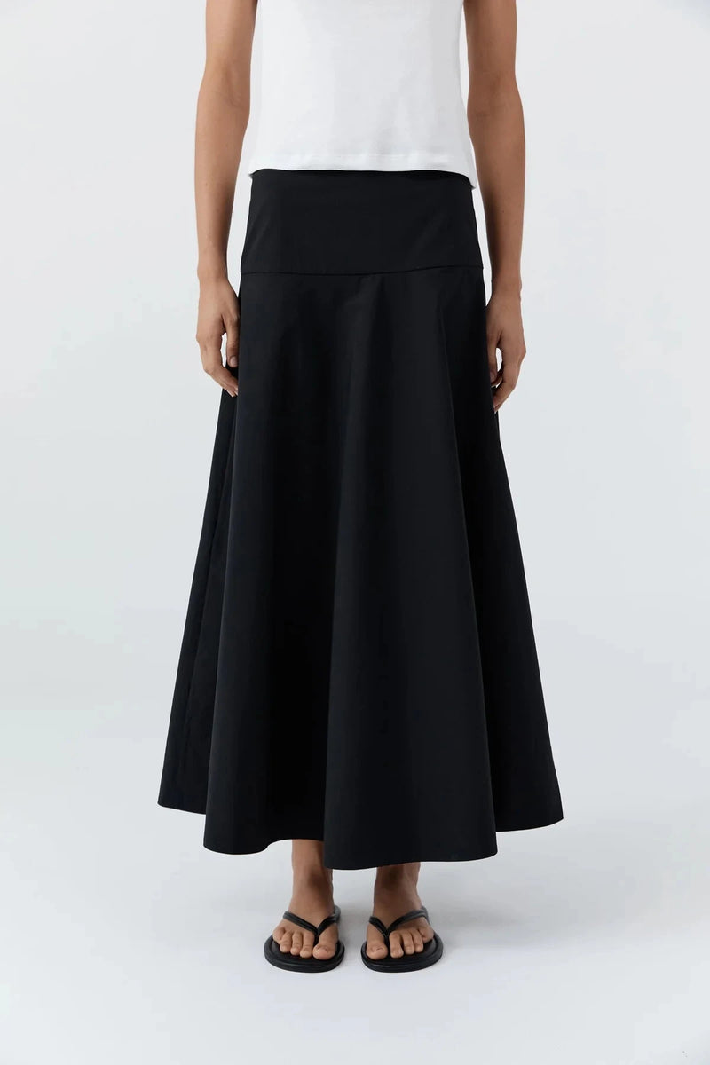 St. Agni Skirt Cotton Circle Hem Skirt, Black Soho-Boutique