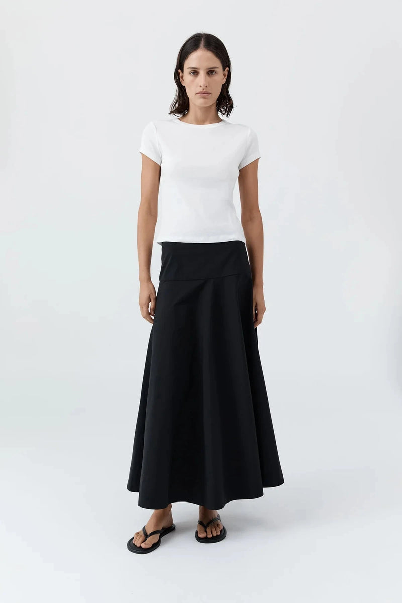 St. Agni Skirt Cotton Circle Hem Skirt, Black Soho-Boutique