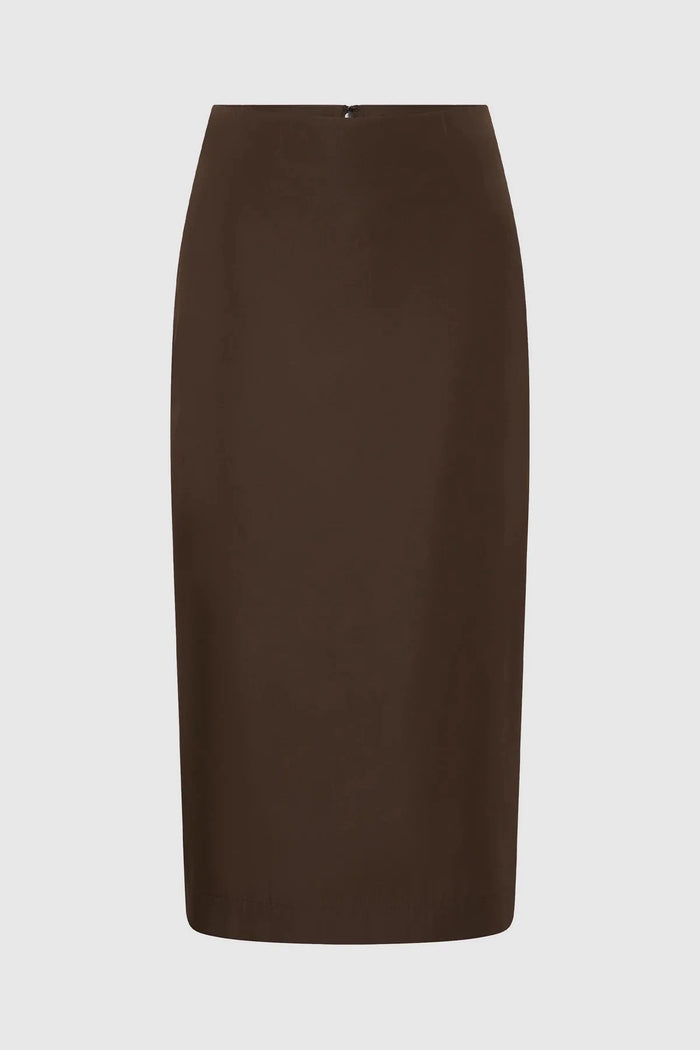 St. Agni Skirt Paper Taffeta Column Skirt, Mocha Soho-Boutique
