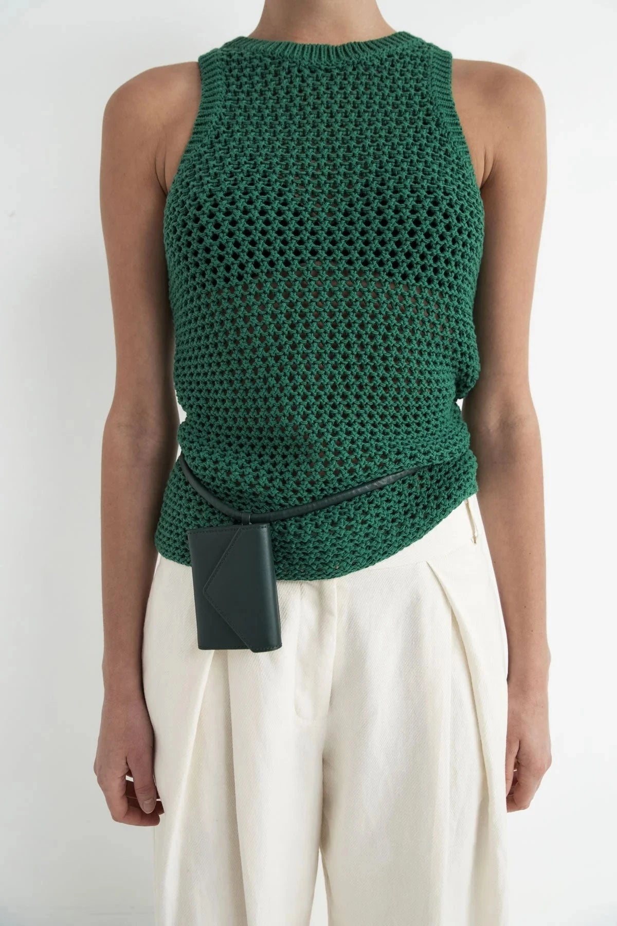 St. Agni Tank Cotton Crochet Tank, Verde Soho-Boutique